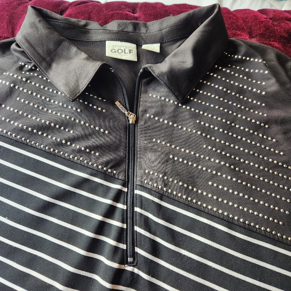 Size 3/xl  Chico black striped shirt.